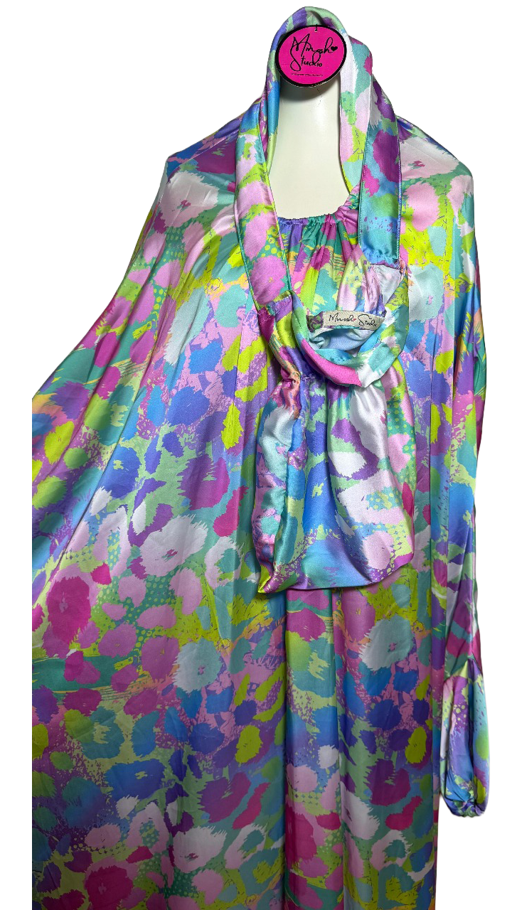 Pastel Bloom Satin Prayer Wear