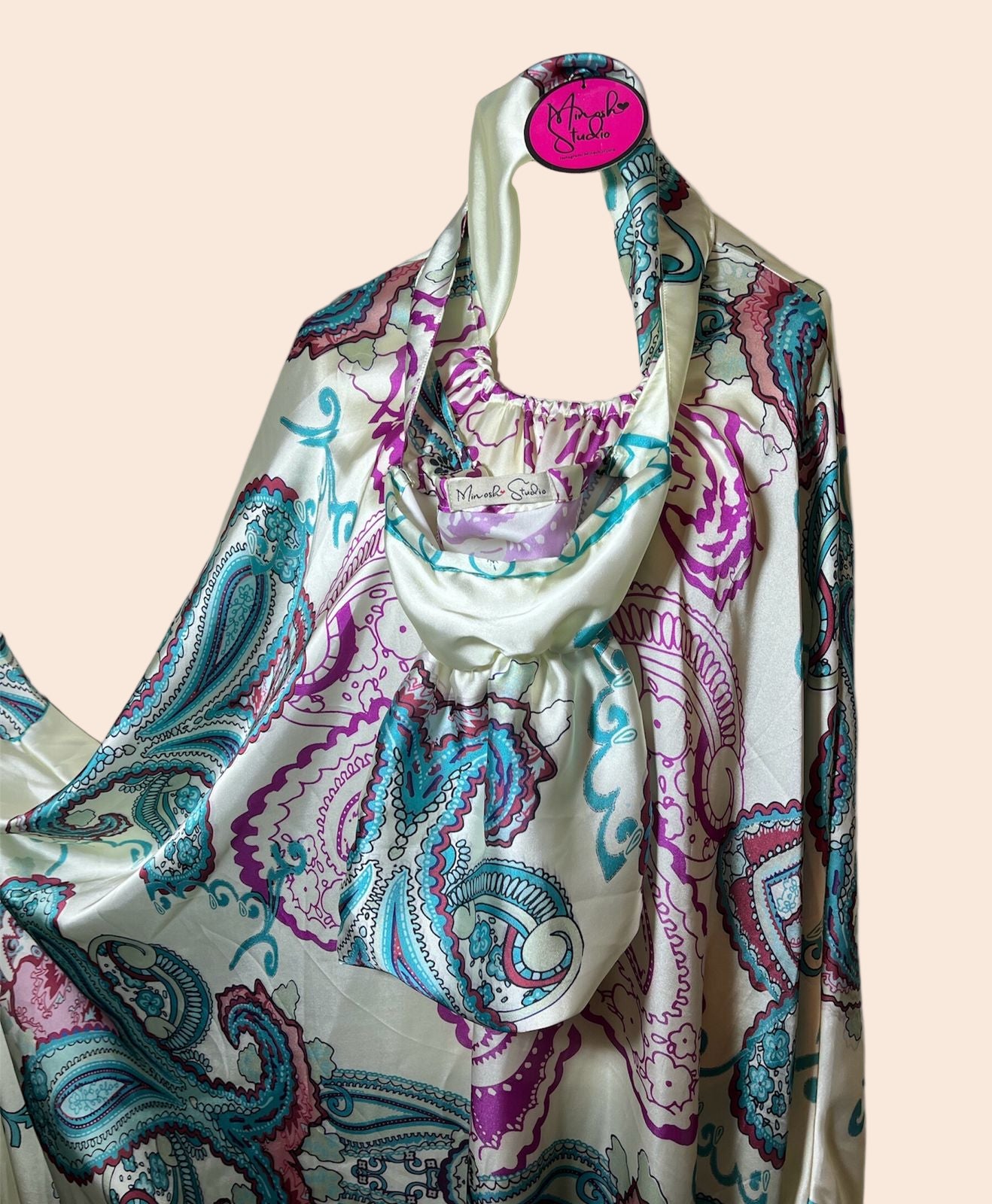 Turquoise Pearl Satin Prayer Wear