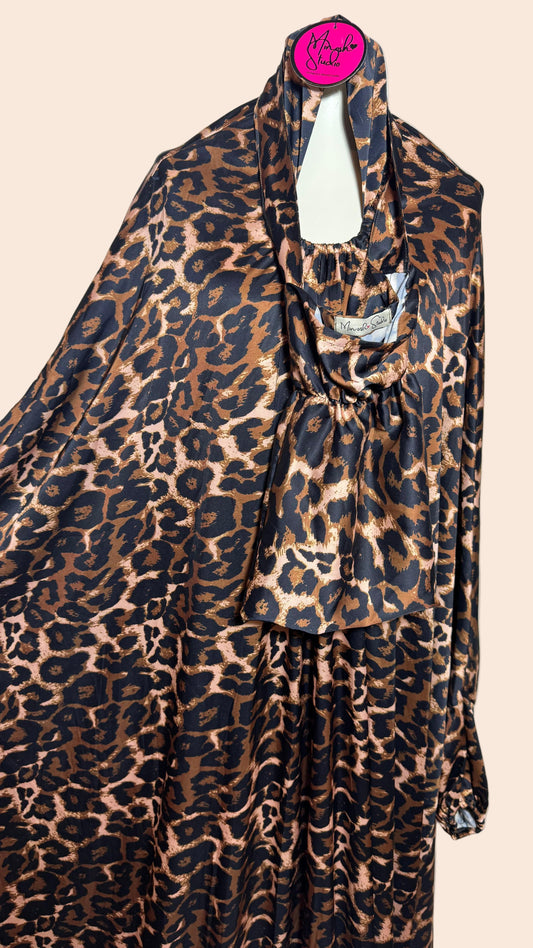 Golden Leopard Satin Prayer Wear