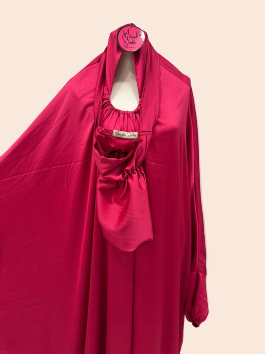 Fuchsia Satin Islamic Prayer Wear
