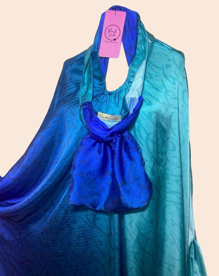 Royal Blue Satin Islamic Prayer Wear