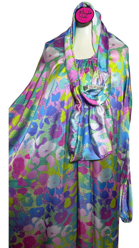 Pastel Bloom Satin Prayer Wear