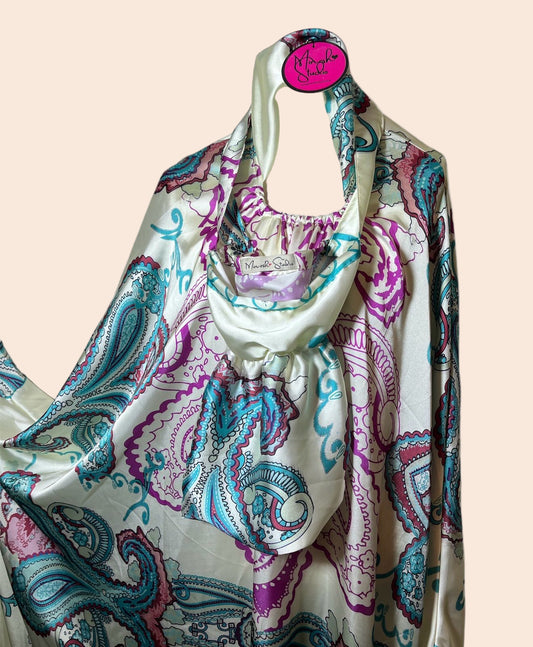 Turquoise Pearl Satin Prayer Wear